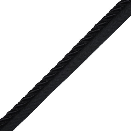 3/8" Aurelia Cord With Tape Trim by Samuel & Sons in Onyx