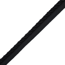 3/8" Aurelia Cord With Tape Trim by Samuel & Sons in Onyx