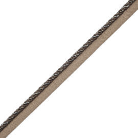 1/4" Aurelia Cord With Tape Trim by Samuel & Sons in Gris