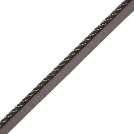 1/4" Aurelia Cord With Tape Trim by Samuel & Sons in Charcoal/Citron
