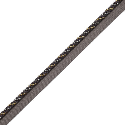 1/4" Aurelia Cord With Tape Trim by Samuel & Sons in Charcoal/Citron