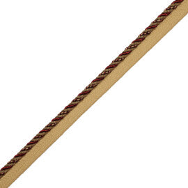 1/4" Aurelia Cord With Tape Trim by Samuel & Sons in Bordeaux/Gold