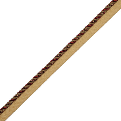 1/4" Aurelia Cord With Tape Trim by Samuel & Sons in Bordeaux/Gold