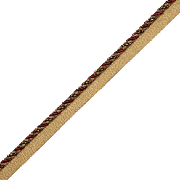 1/4" Aurelia Cord With Tape Trim by Samuel & Sons in Bordeaux/Gold