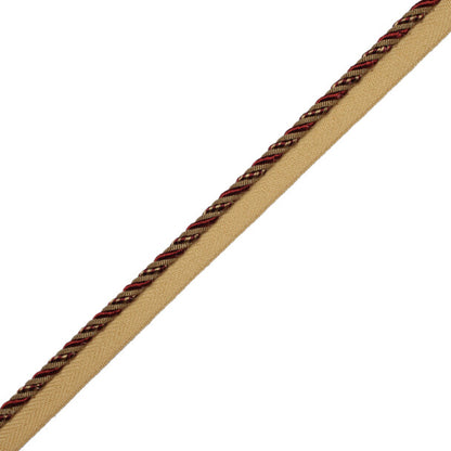 1/4" Aurelia Cord With Tape Trim by Samuel & Sons in Bordeaux/Gold