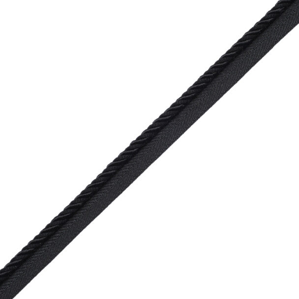 1/4" Aurelia Cord With Tape Trim by Samuel & Sons in Onyx
