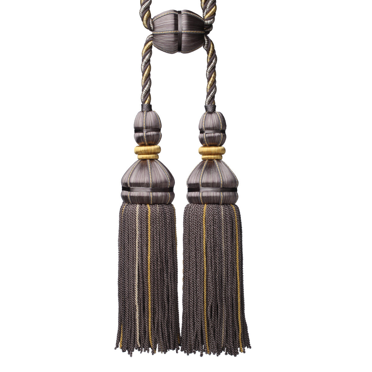 Aurelia Double Tassel Tieback by Samuel & Sons in Charcoal/Citron, TT-56134-28, swatch