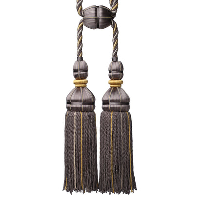 Aurelia Double Tassel Tieback by Samuel & Sons in Charcoal/Citron, TT-56134-28, swatch