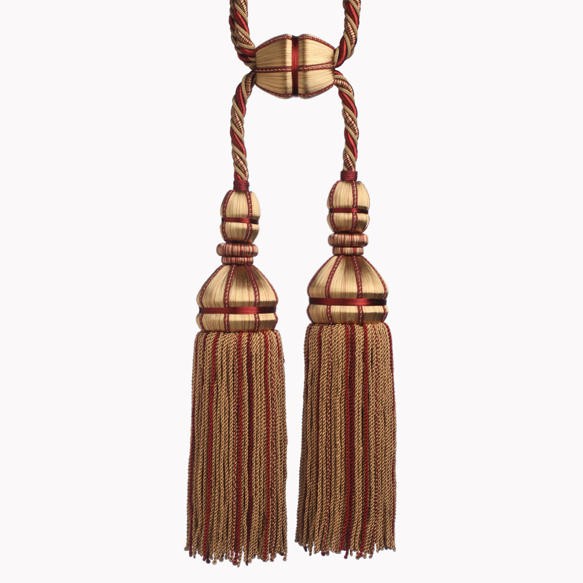 Aurelia Double Tassel Tieback by Samuel & Sons in Bordeaux/Gold, TT-56134-31, swatch