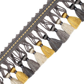 Aurelia Tassel Fringe Trim by Samuel & Sons in Charcoal/Citron