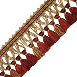 Aurelia Tassel Fringe Trim by Samuel & Sons in Bordeaux/Gold