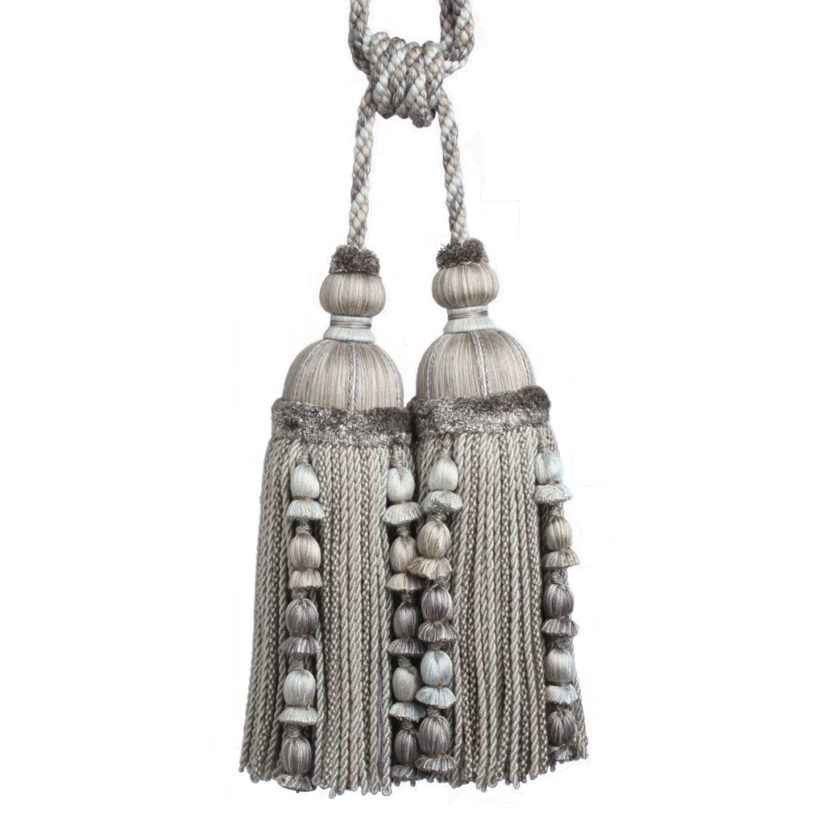 Kensington Double Tassel Tieback by Samuel & Sons in Platinum