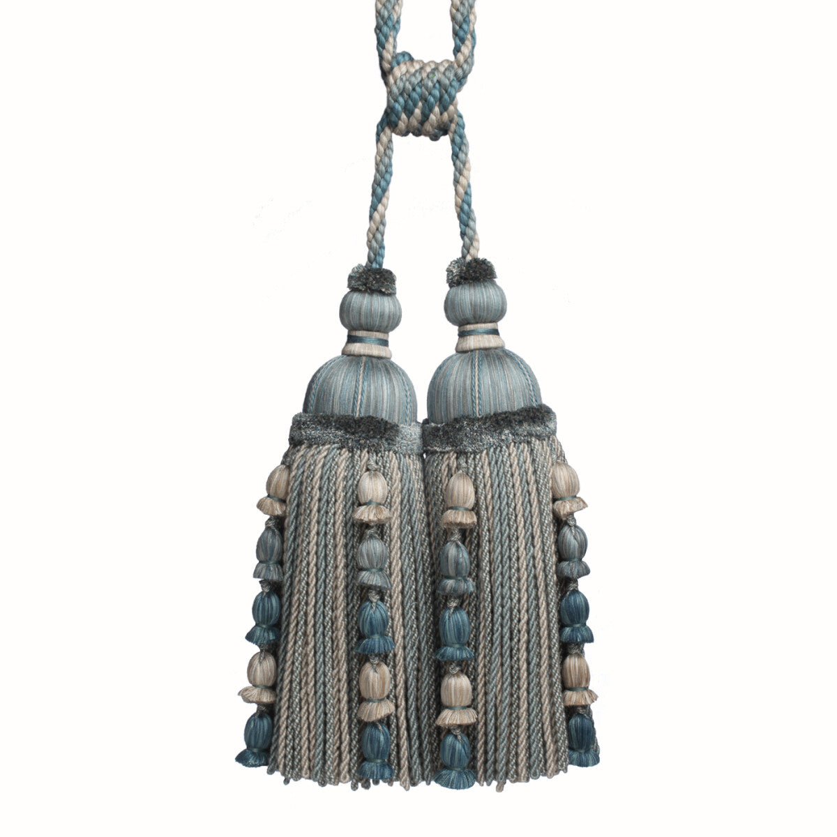 Kensington Double Tassel Tieback by Samuel & Sons in Aqua Gray