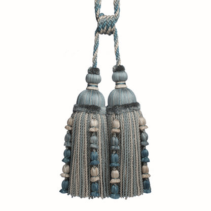 Kensington Double Tassel Tieback by Samuel & Sons in Aqua Gray