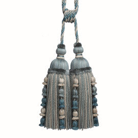Kensington Double Tassel Tieback by Samuel & Sons in Aqua Gray