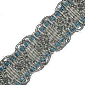 2.5" Kensington Braid Trim by Samuel & Sons in Aqua Gray