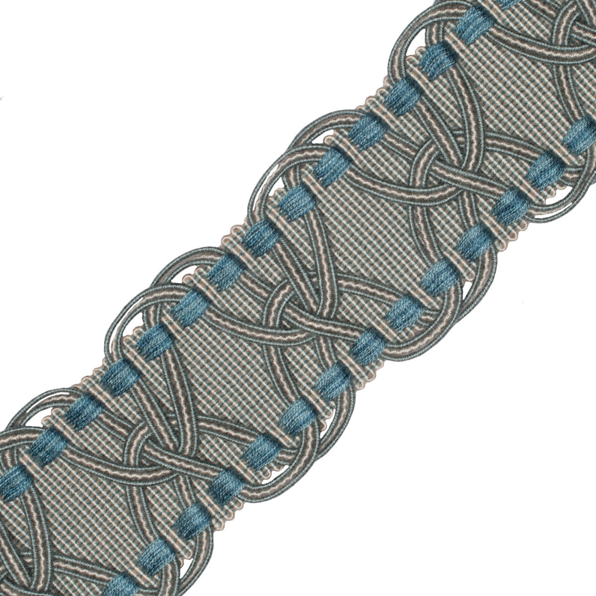 2.5" Kensington Braid Trim by Samuel & Sons in Aqua Gray
