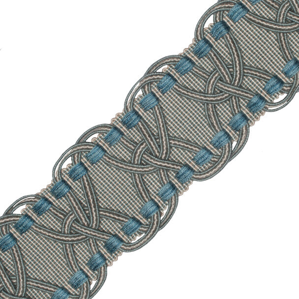 2.5" Kensington Braid Trim by Samuel & Sons in Aqua Gray