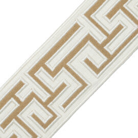 2.75" Greek Fret Embroidered Border Trim by Samuel & Sons in Camel
