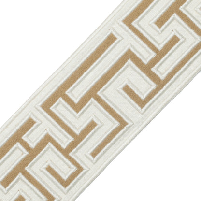 2.75" Greek Fret Embroidered Border Trim by Samuel & Sons in Camel