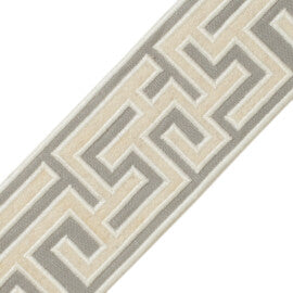 2.75" Greek Fret Embroidered Border Trim by Samuel & Sons in Dove