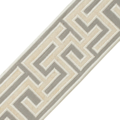 2.75" Greek Fret Embroidered Border Trim by Samuel & Sons in Dove
