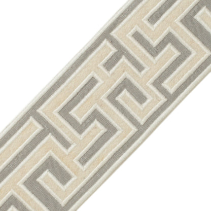 2.75" Greek Fret Embroidered Border Trim by Samuel & Sons in Dove