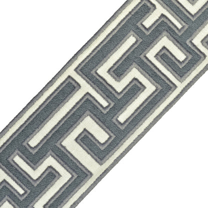 2.75" Greek Fret Embroidered Border Trim by Samuel & Sons in Porcelain