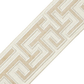 2.75" Greek Fret Embroidered Border Trim by Samuel & Sons in Alabaster