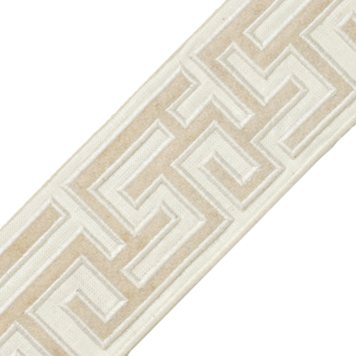 2.75" Greek Fret Embroidered Border Trim by Samuel & Sons in Alabaster