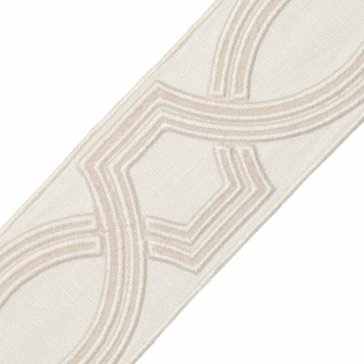 2.75" Ogee Embroidered Border Trim by Samuel & Sons in Alabaster