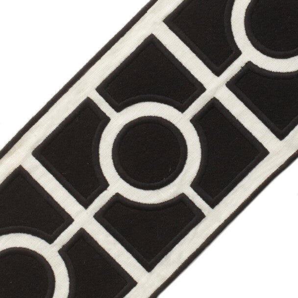 5" Palladio Embroidered Border Trim by Samuel & Sons in Onyx