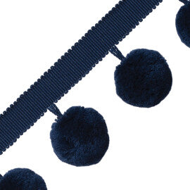 Jumbo Pom Pom Fringe Trim by Samuel & Sons in Blueberry Pie