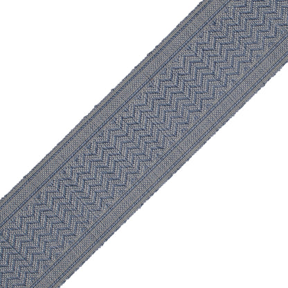 Strata Chevron Border Trim by Samuel & Sons in Denim