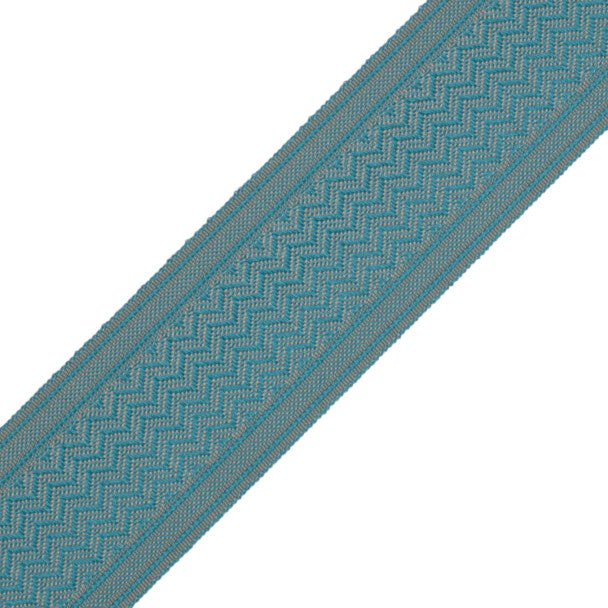 Strata Chevron Border Trim by Samuel & Sons in Cyan