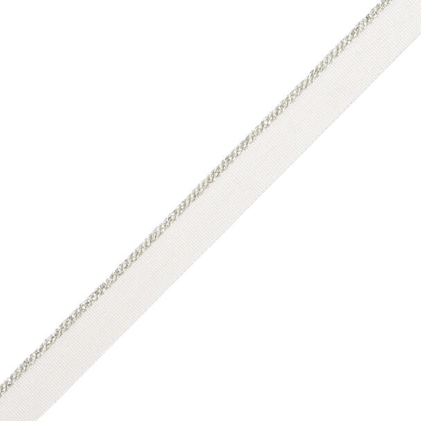 Cambridge Metallic Cord With Tape Trim by Samuel & Sons in Platinum