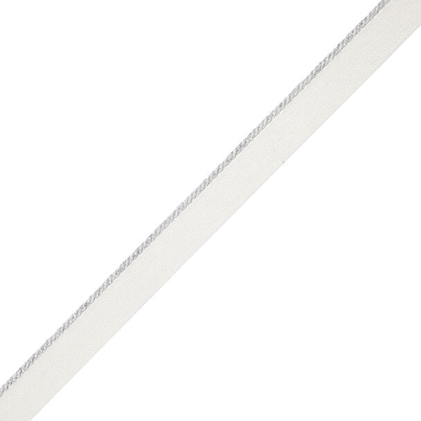 Cambridge Metallic Cord With Tape Trim by Samuel & Sons in Silver Leaf