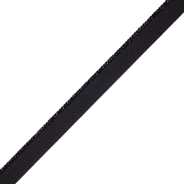 Cambridge Metallic Cord With Tape Trim by Samuel & Sons in Onyx