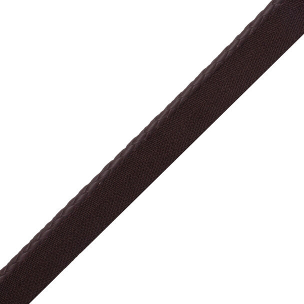 Braided Leather Cord With Tape Trim by Samuel & Sons in Black Bean