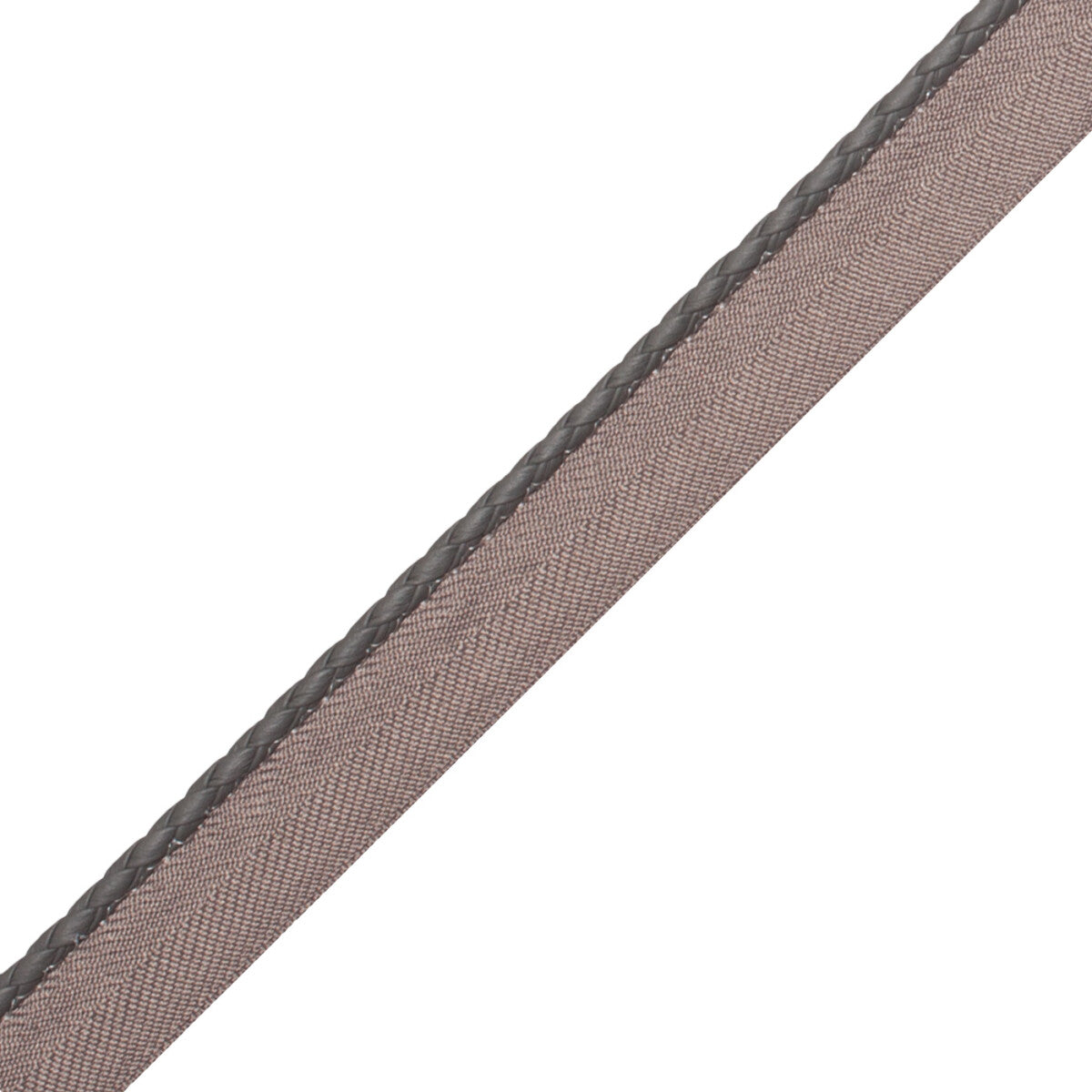 Braided Leather Cord With Tape Trim by Samuel & Sons in Steel