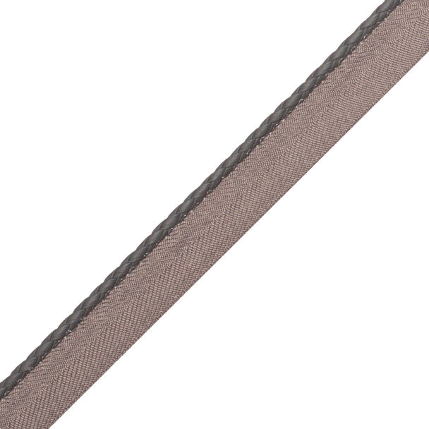 Braided Leather Cord With Tape Trim by Samuel & Sons in Steel