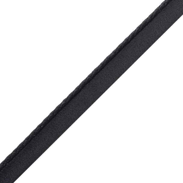 Braided Leather Cord With Tape Trim by Samuel & Sons in Coal