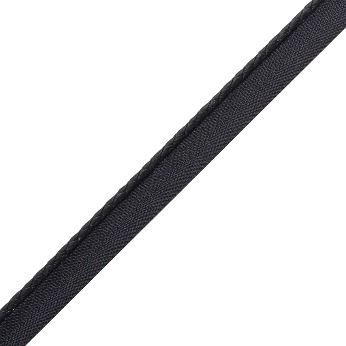 Braided Leather Cord With Tape Trim by Samuel & Sons in Coal