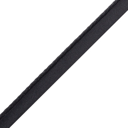 Braided Leather Cord With Tape Trim by Samuel & Sons in Coal