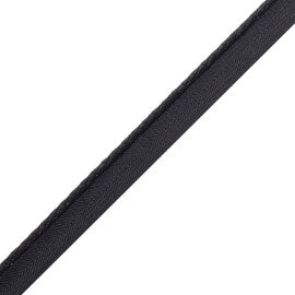Braided Leather Cord With Tape Trim by Samuel & Sons in Coal