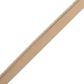 Braided Leather Cord With Tape Trim by Samuel & Sons in Buff