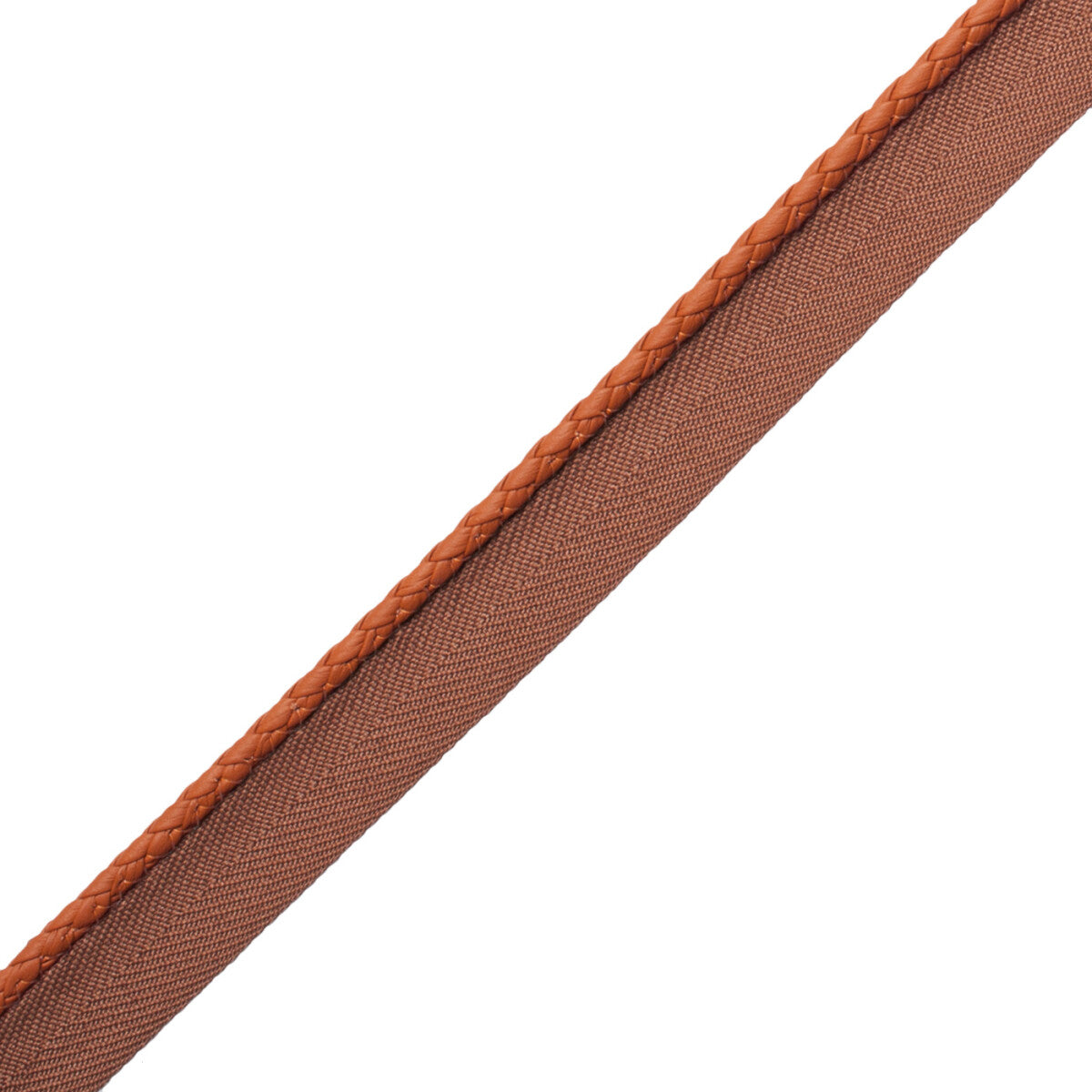 Braided Leather Cord With Tape Trim by Samuel & Sons in Cinnamon