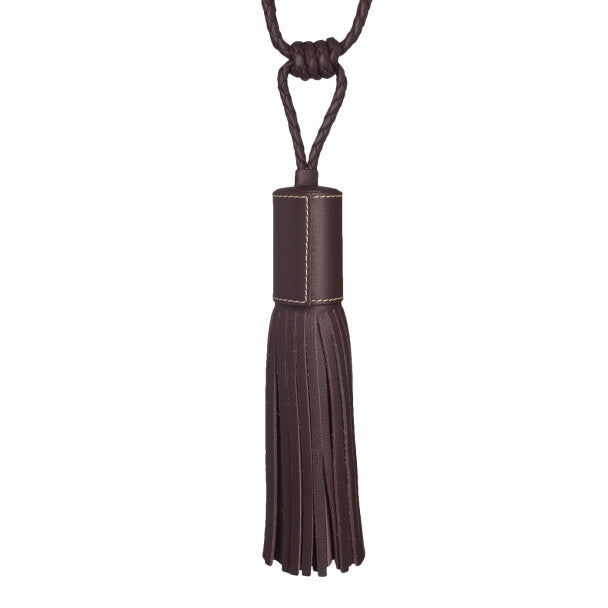 Toscana Leather Tassel Tieback by Samuel & Sons in Black Bean