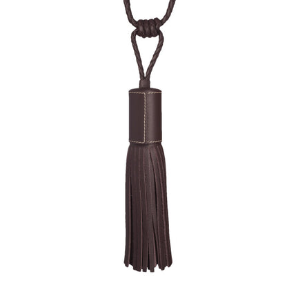 Toscana Leather Tassel Tieback by Samuel & Sons in Black Bean