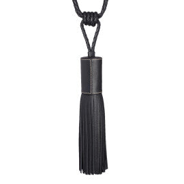 Toscana Leather Tassel Tieback by Samuel & Sons in Coal